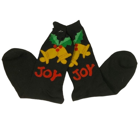 Christmas Holiday Crew Socks Holly Joy Black Red Multicolor 9-11 Sock Size NEW - Picture 6 of 15